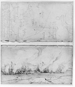 Liten skissbok forestallande Fridricksborg 1658, Lillo slott, Wed Bodekulla 1658 (senare Karlshamn), Roskildefjorden m fl orter