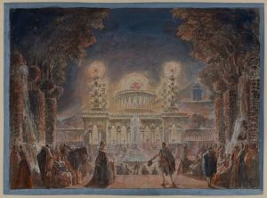 Setting for Kellgren's drama "Queen Christina" by Louis Jean Desprez