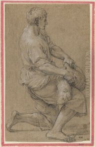 A Kneeling Shepherd by Eustache Le Sueur