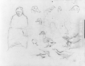 Sittande kvinna. Blad 29 verso i skissbok om 36 blad by Paul Gauguin