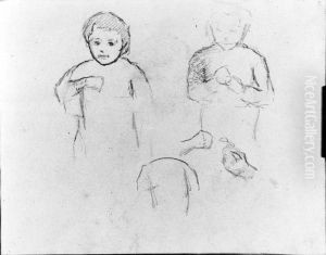 Barnstudier, Emile. Blad 9 i skissbok om 36 blad