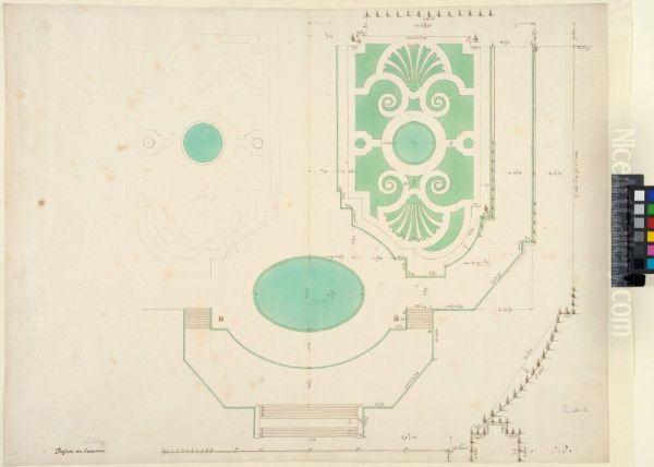 The Eastern Part of the Gardens of Versailles with the Fer a Cheval and the Bassin de Latone. Plan - view 1