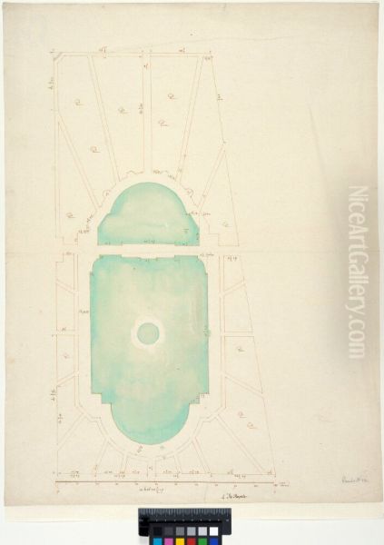 The Bosquet of the Ile Royale (Ile de l'Amour) and the Miroir d'Eau in the Gardens of Versailles. Plan - view 1