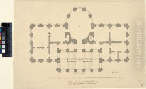 Schloss Charlottenburg (Schloss Lietzenburg), Berlin. Plan of the piano nobile with the staircase