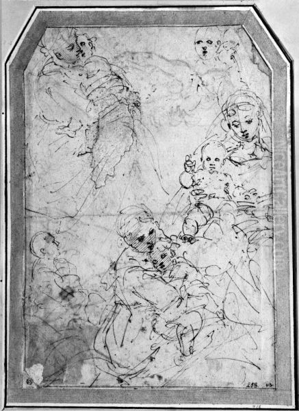 Etuder till Heliga jungfrun med barnet. Fyra olika - view 1