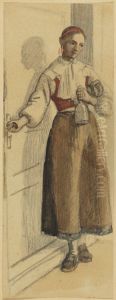 Study of a Woman at a Door, Study for Churchgoers Arriving at Leksand Study of a Woman at a Door, Study for Churchgoers Arriving at Leksand