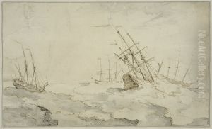 Krigsskepp i storm by Willem van de Velde the Younger