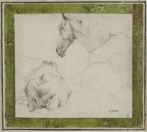 Studier av en hast som ligger ner by Adriaen Van De Velde
