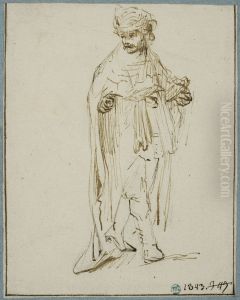 Gaende man i orientalisk drakt by Rembrandt