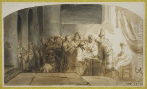 Judas mottar de trettio silverpenningarna Judas mottar de trettio silverpenningarna