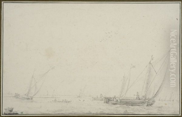 Marint landskap med fiskebatar - view 1