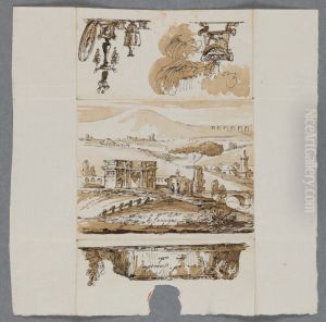 A Triumphal Arch in Pastoral Landscape, a Bathtub, and Classicized Objects