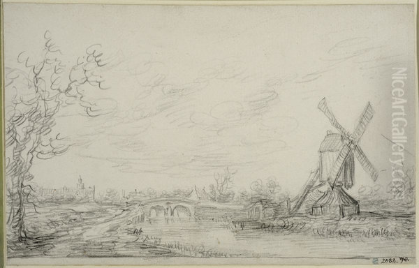 Landskap med flod och vaderkvarn - view 1