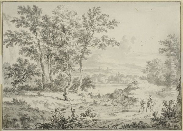 Italienskt landskap med tva resande - view 1