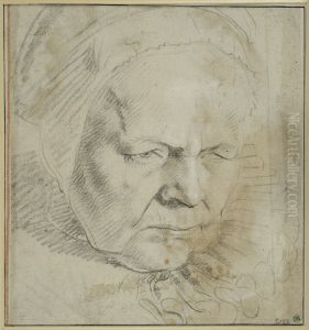 Studie av en aldre kvinnas huvud by Jacob van Campen