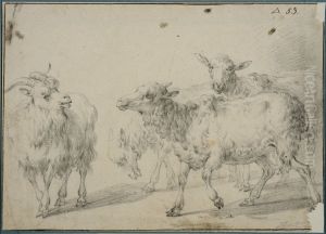 En flock far by Nicolaes Pieterszoon Berchem