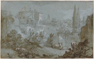 Italian Landscape with Shepherds and Animals by Charles-Joseph Natoire