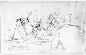 Fyra herrar runt ett bord by Adolph von Menzel