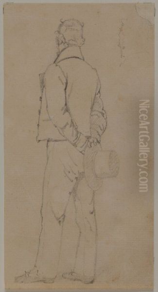 Staende man med handerna pa ryggen, figurstudie - view 1