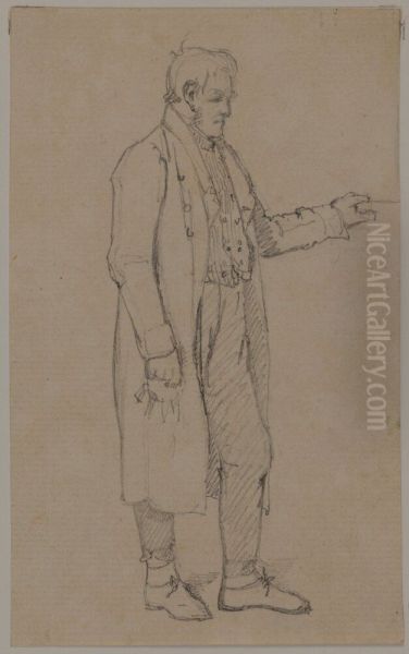 Staende man med nyckelknippa, figurstudie - view 1