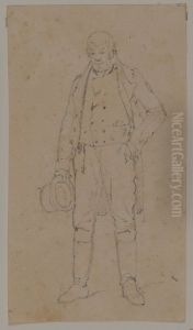 Staende man med hog hatt, figurstudie by Jorgen Roed