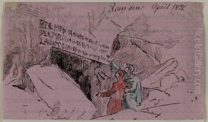 Dante och Vergilius vid ingangen till underjorden by Holger Roed