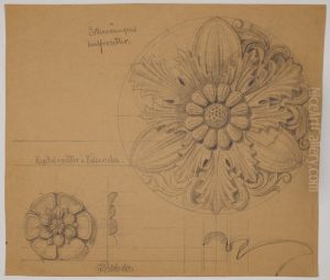 Nationalmuseum. Studier till rosetter for valv och kapital, bottenvaningen by Fredrik Wilhelm Scholander