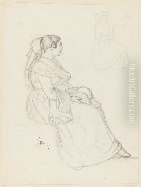 A Woman with a Hat on her Lap - view 1