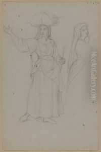 Folkliv pa Piazza Barberini, studie by Albert Kuchler