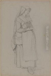 Folkliv pa Piazza Barberini, studie by Albert Kuchler