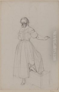 Folkliv pa Piazza Barberini, studie by Albert Kuchler
