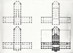 Nationalmuseum. Tidiga planer av "Jordvaningen" och "forsta vaningen" och "Andra vaningen" och "tredje vaningen" by Friedrich August Stuler