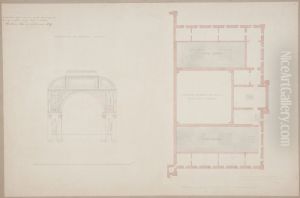 Nationalmuseum. Plan av halva entresolvan. + sektion av de ostl. utstallningssalarna by Friedrich August Stuler