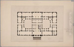 Nationalmuseum. "Plan af Bottenvaningen" by Fredrik Wilhelm Scholander