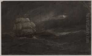 Fartyg i storm by Anton Melbye