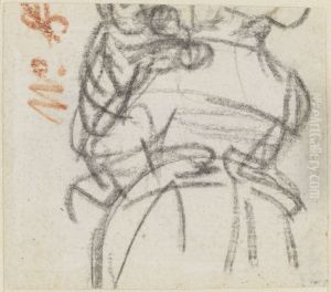 Studie av en kvinna hallande ett barn i sina armar, sedd bakifran by Rembrandt