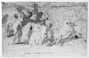 Agamemnon killing the deer of Diana by Luca Giordano