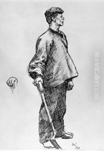 En streikbryter, studie by Erik Werenskiold