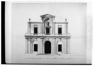 Skarmfasad med monumentalbyggnad by Jean Eric Rehn
