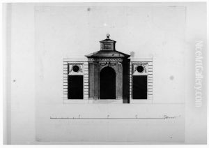 Tradgardsmur med paviljong by Jean Eric Rehn