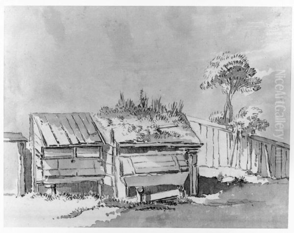 Torvtackt stuga i skogen - view 1