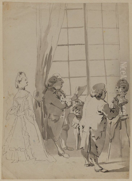 P. H. l'Archeveque makes the portrait of Queen Lovisa Ulrika - view 1