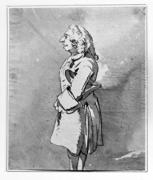 Aldre kavaljer, staende i vanster profil - view 1