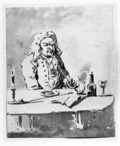 Rokande aldre man vid bord by Jean Eric Rehn