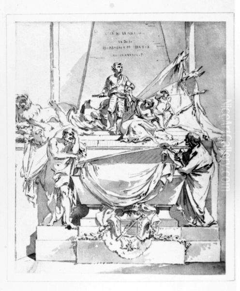 Tecknignav gravmonument over Moritz av Sachen - view 1