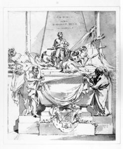 Tecknignav gravmonument over Moritz av Sachen