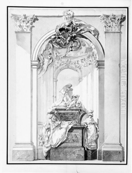 Bouchardons gravmonument over kardinal Fleury - view 1