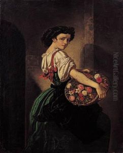 Dziewczyna Z Koszem Kwiatow 1867 R. by Carlos Calzada