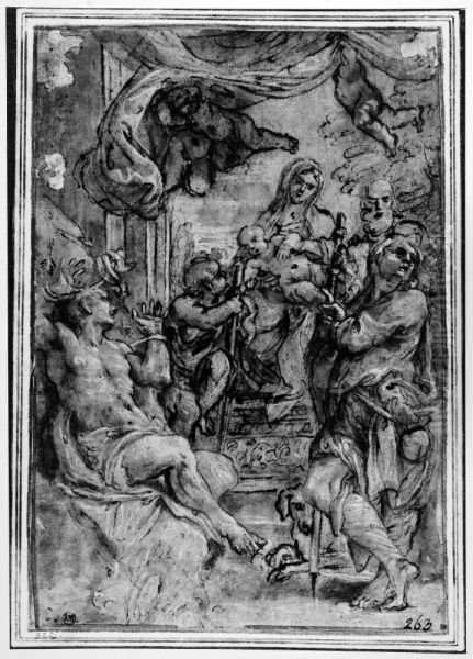 The Holy Family with St. Johan the Baptist, St. Sebastian and St. Rocchus - view 1
