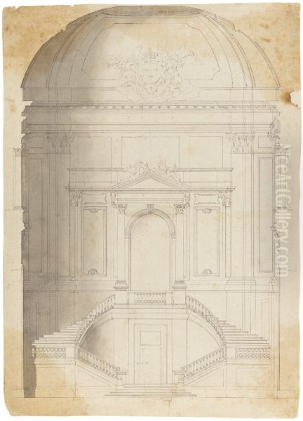 The Royal Palace in Stockholm; Interior Elevation of the South Archway (Facing the Hall of State) - view 1
